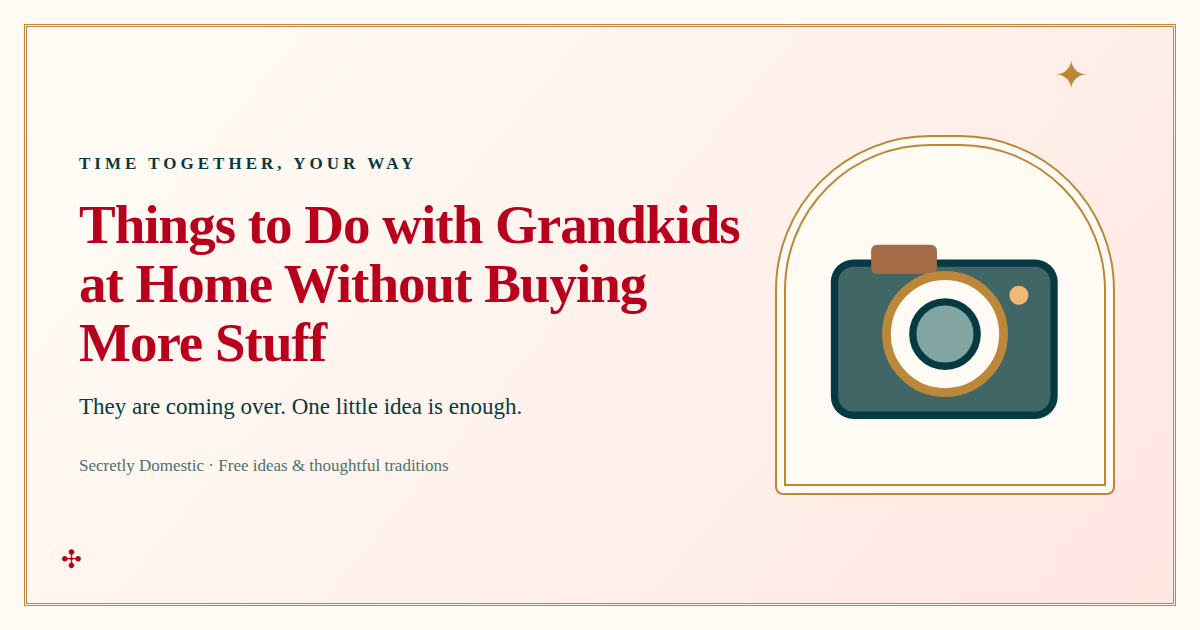 Illustrated seasonal craft concept for Things to Do with Grandkids at Home Without Buying More Stuff