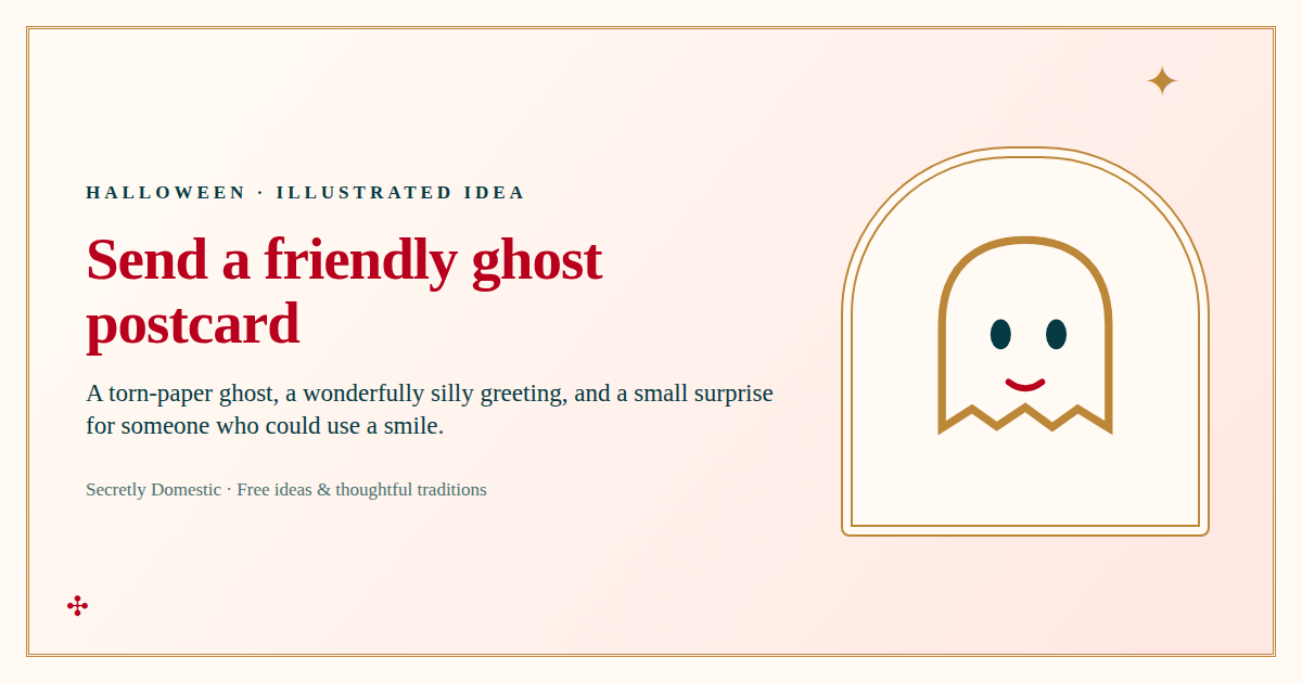 Illustrated concept for Send a friendly ghost postcard