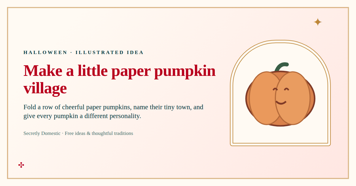 Illustrated concept for Make a little paper pumpkin village